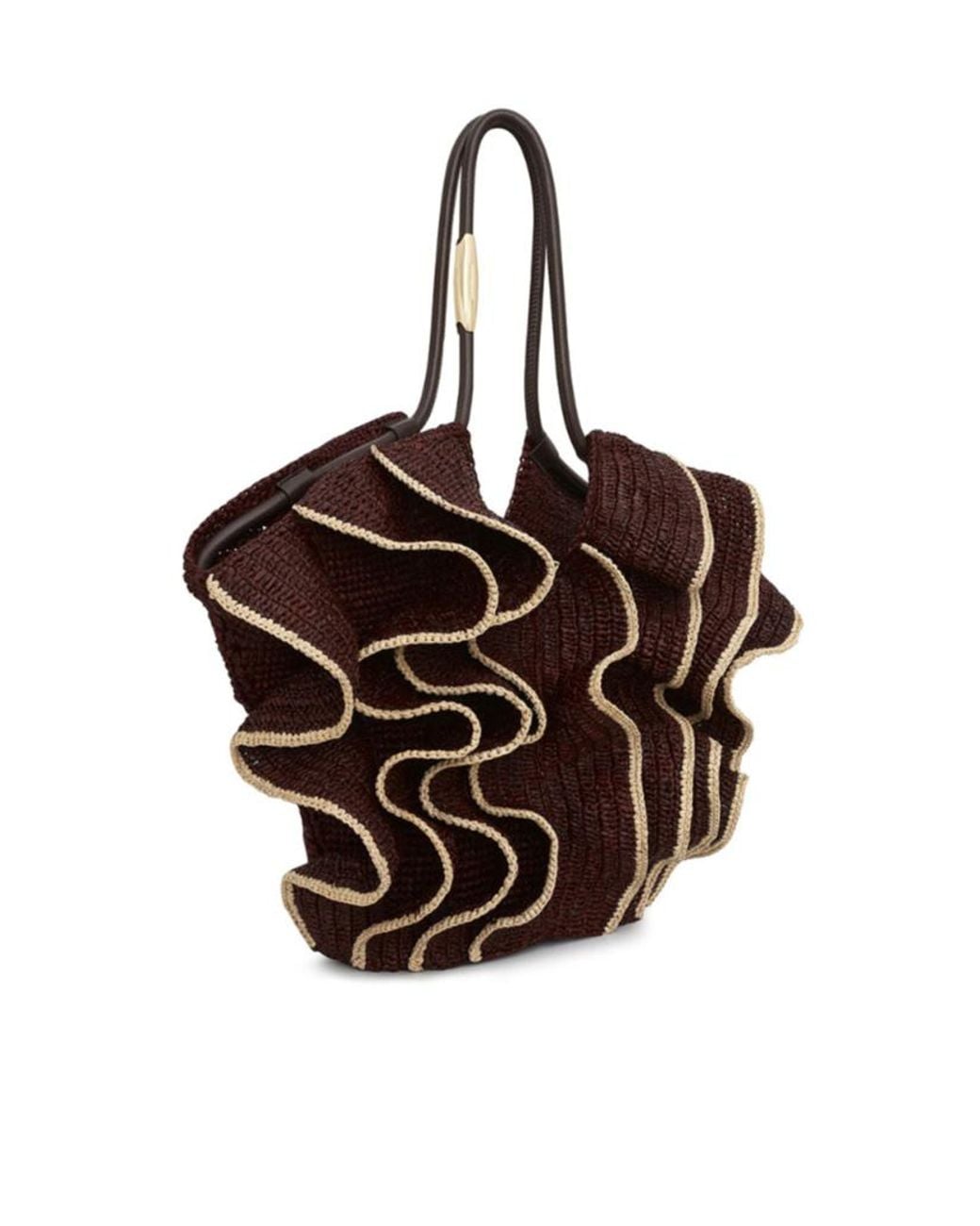 Zimmermann Brown Goldentime Medium Ruffle Tote