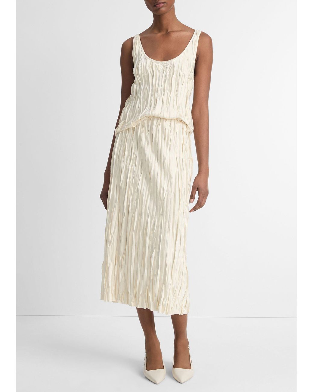Vince Natural Crushed Satin Bias Skirt