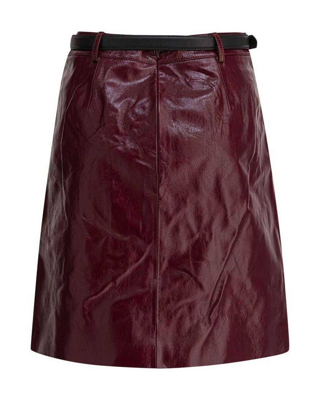 Self-Portrait Red Belted Leather Mini Skirt