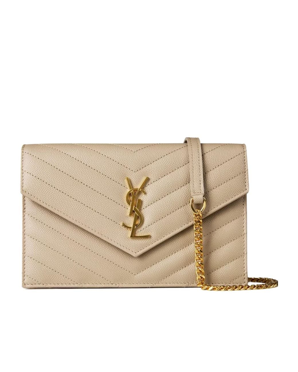 Saint Laurent Natural Monogram Logo Shoulder Bag