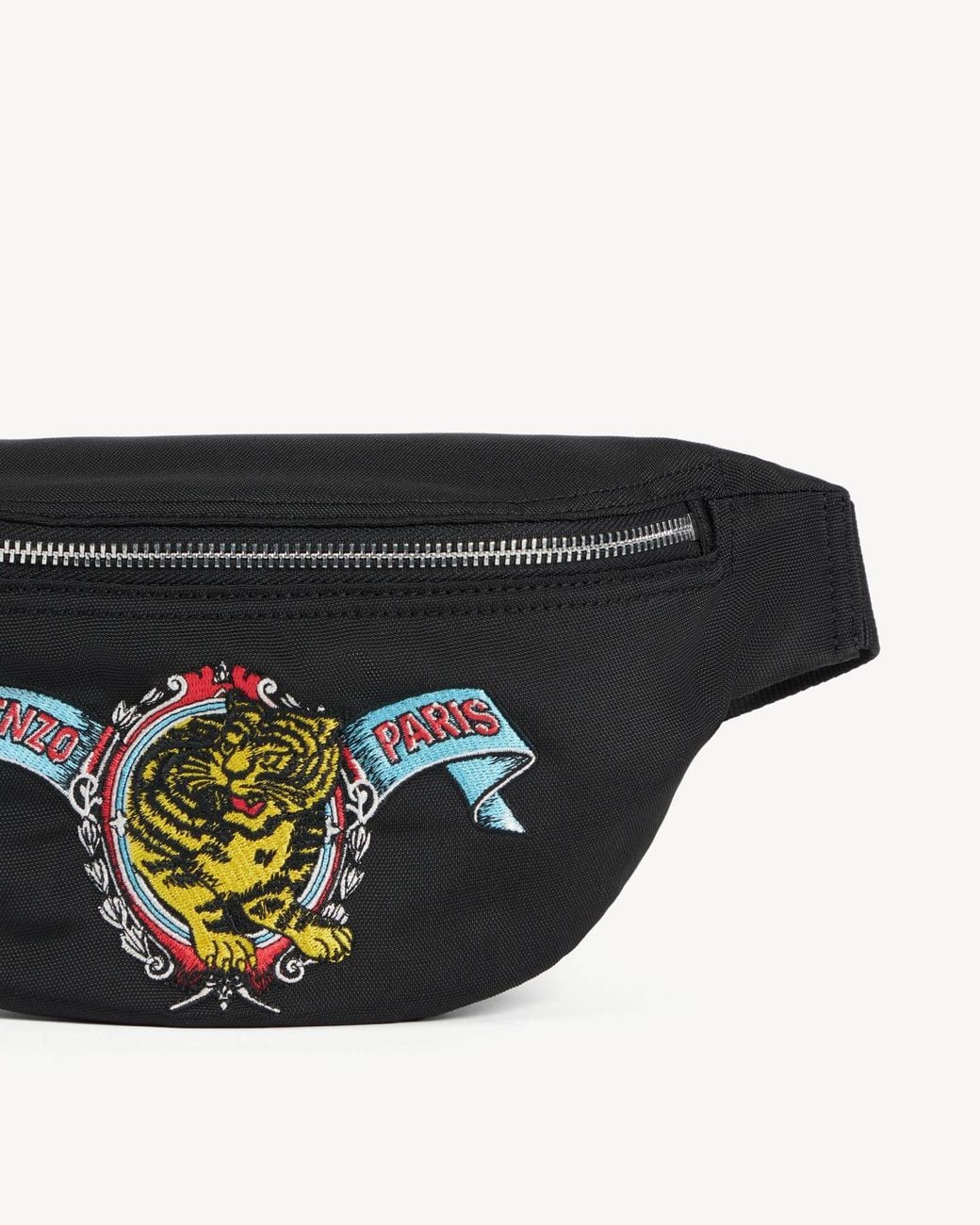 KENZO Black Tiger Embroidered Belt Bag for men