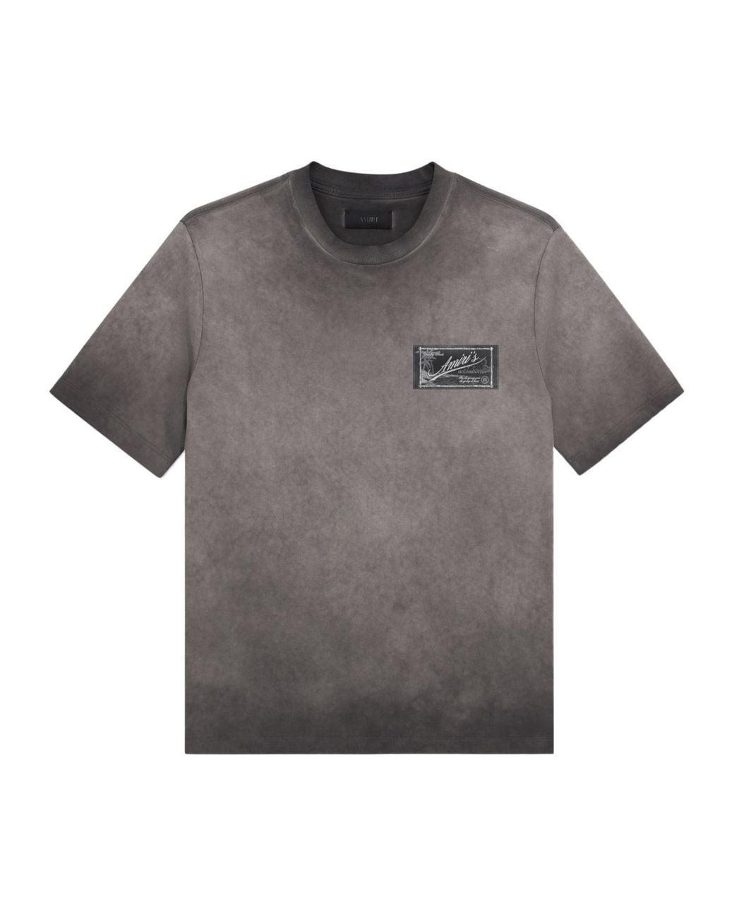 Amiri Gray Faded Logo-Patch Crewneck T-Shirt for men