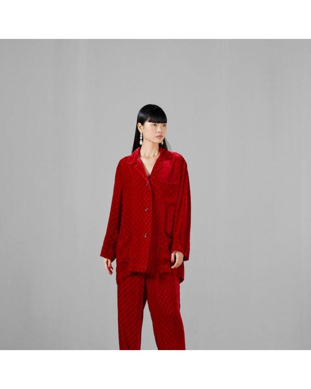Gucci Red Gg Velvet Shirt