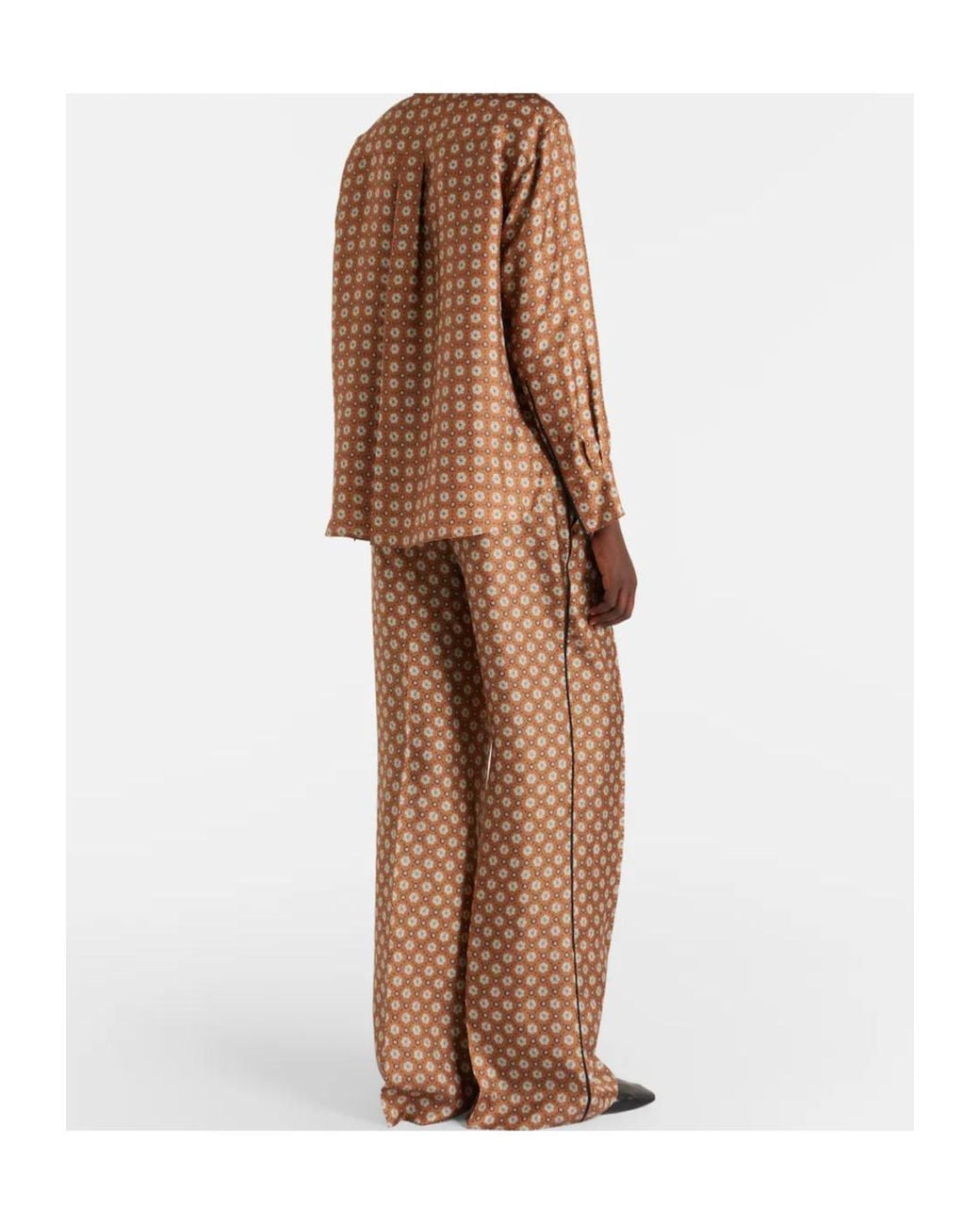 Dorothee Schumacher Brown Graphic Dreams Printed Silk Twill Palazzo Pants