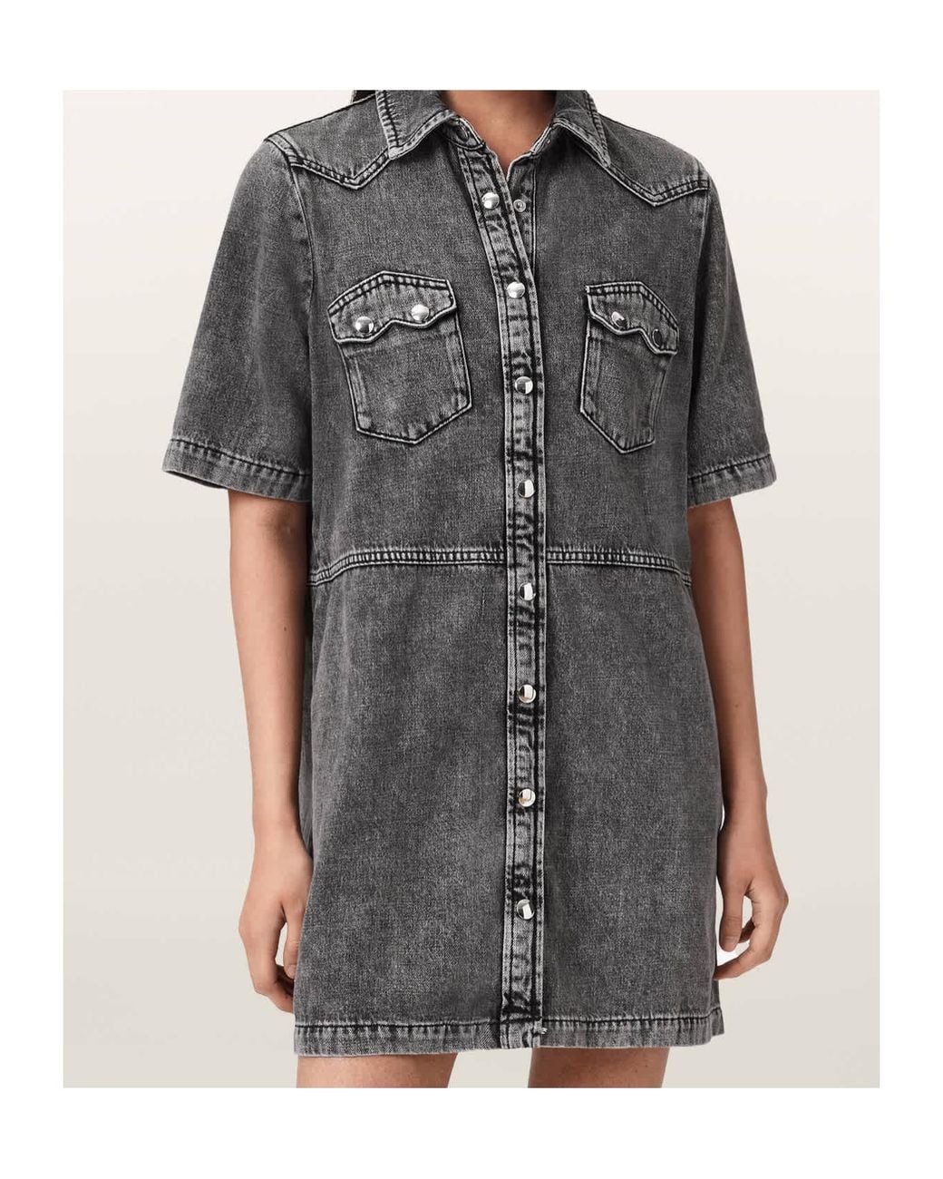 AllSaints Black Rock Denim Dress