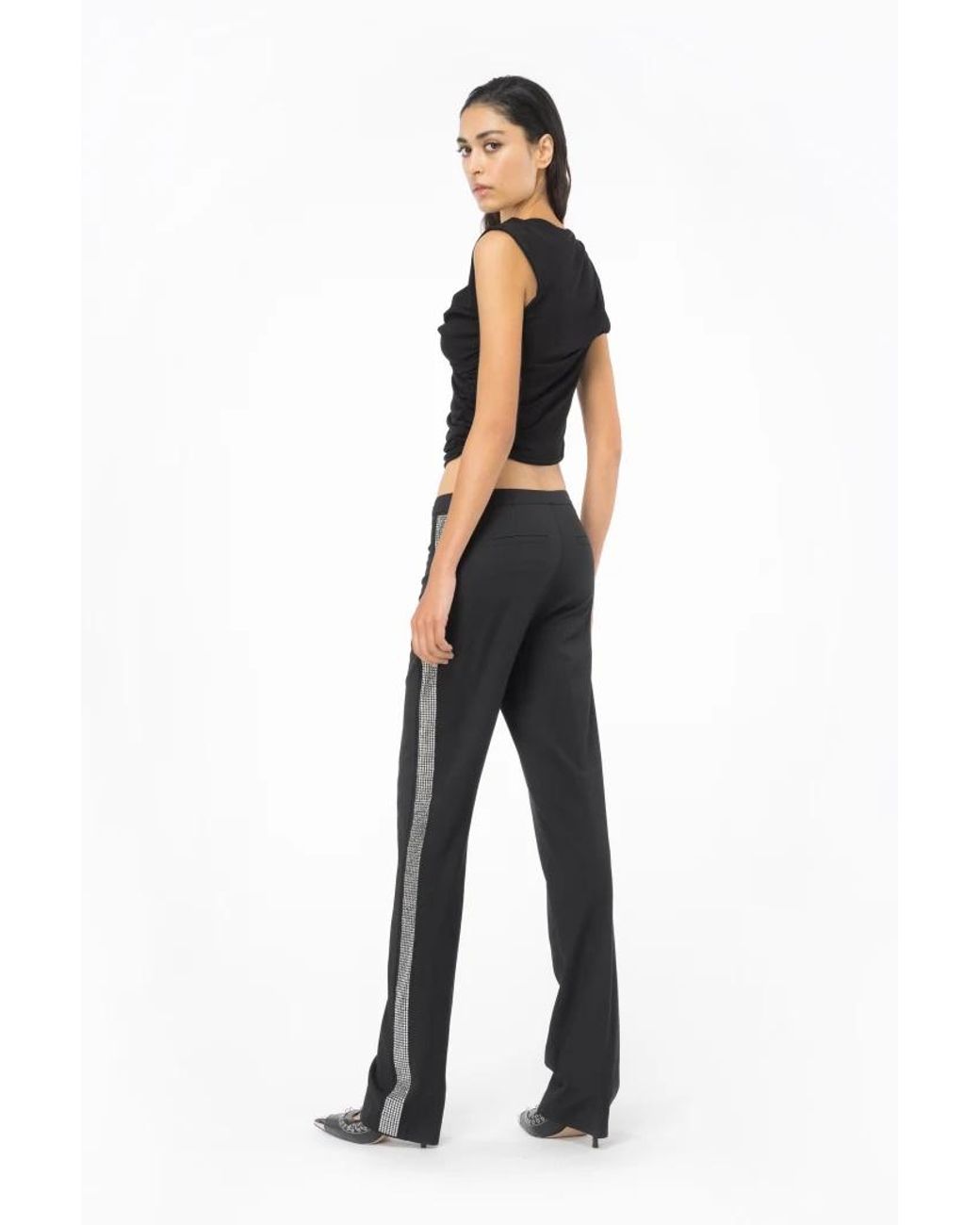 Pinko Black Asymmetric Ruched Cut-Out Top