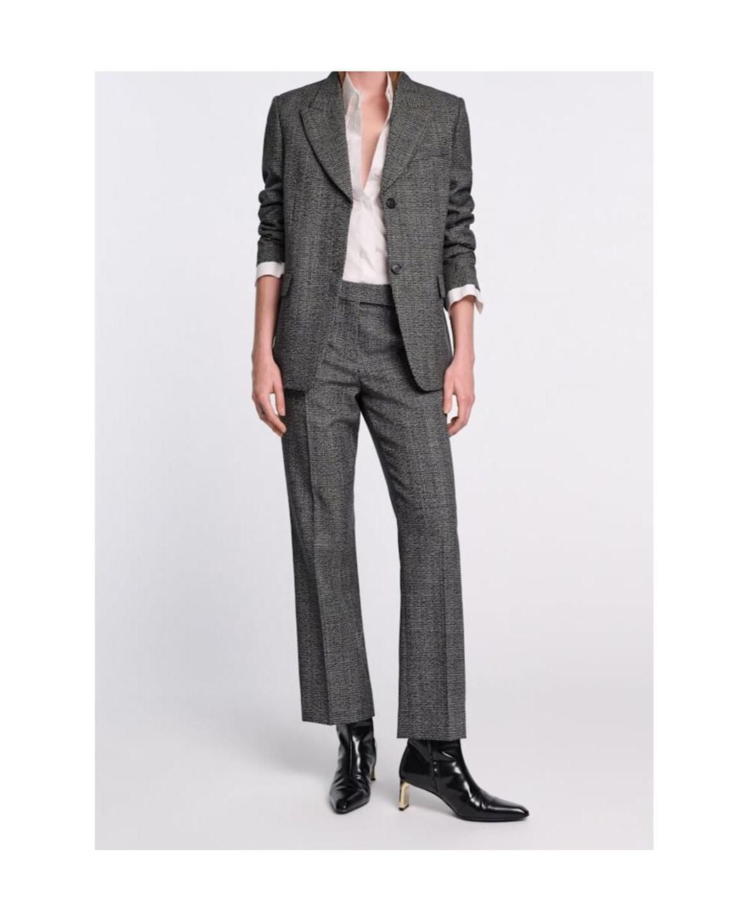 Dorothee Schumacher Gray Glen Check Single-Breasted Blazer