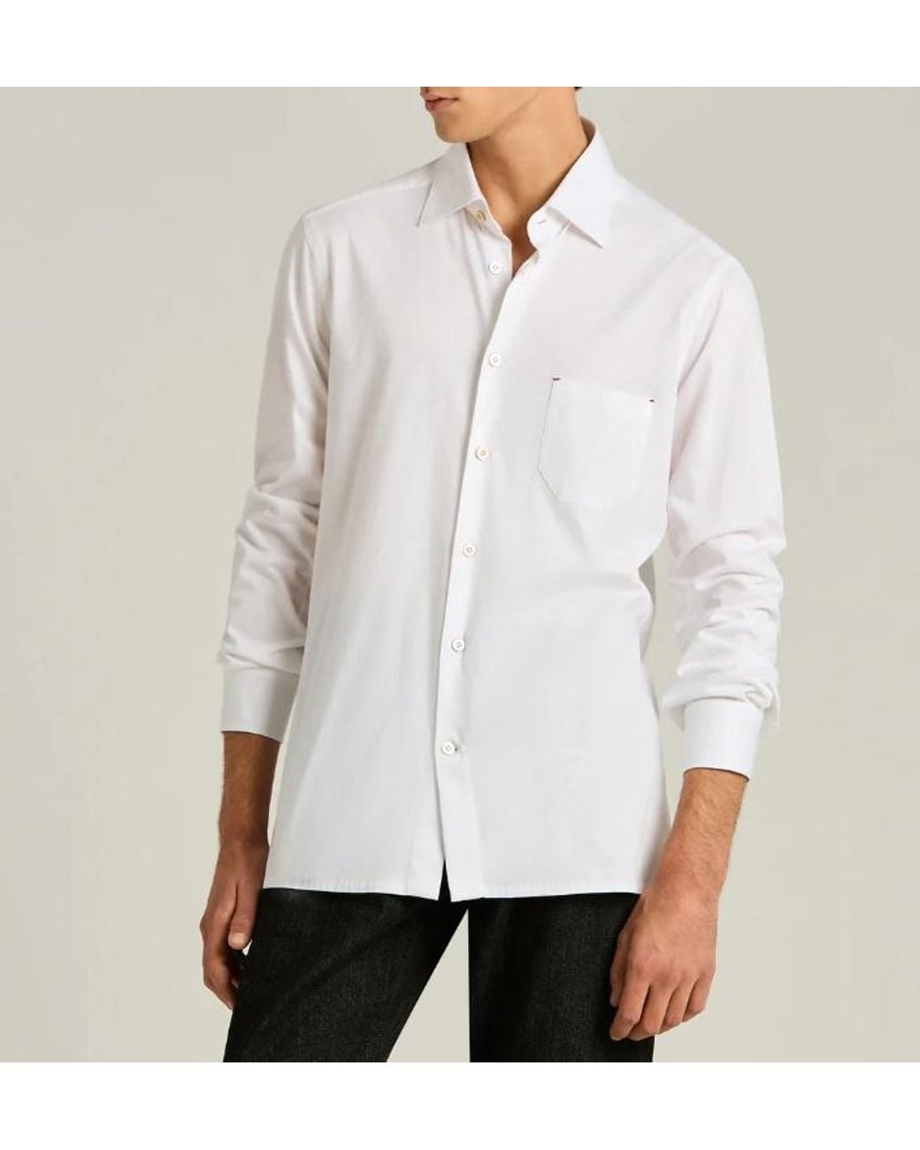 Kiton White Long Sleeve Casual Shirt for men