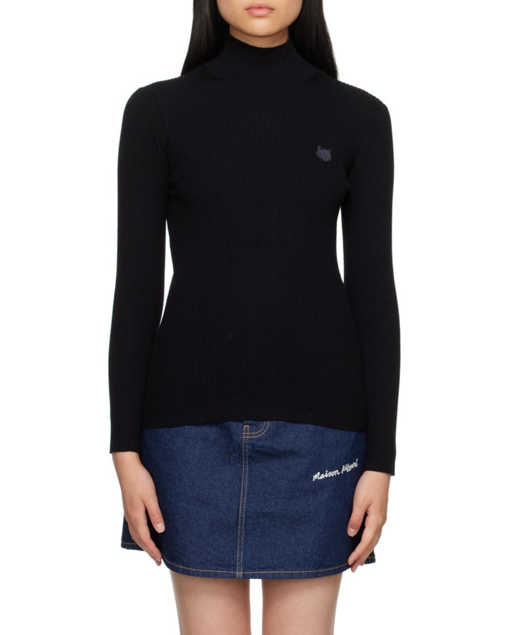 Maison Kitsuné Black Maison Kitsuné Fox Head Patch Knitted Jumper