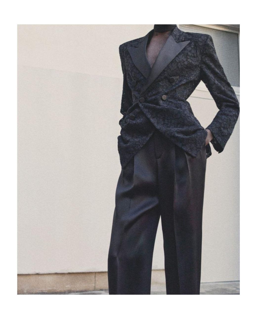 Saint Laurent Black Double-Breasted Tuxedo Jacket