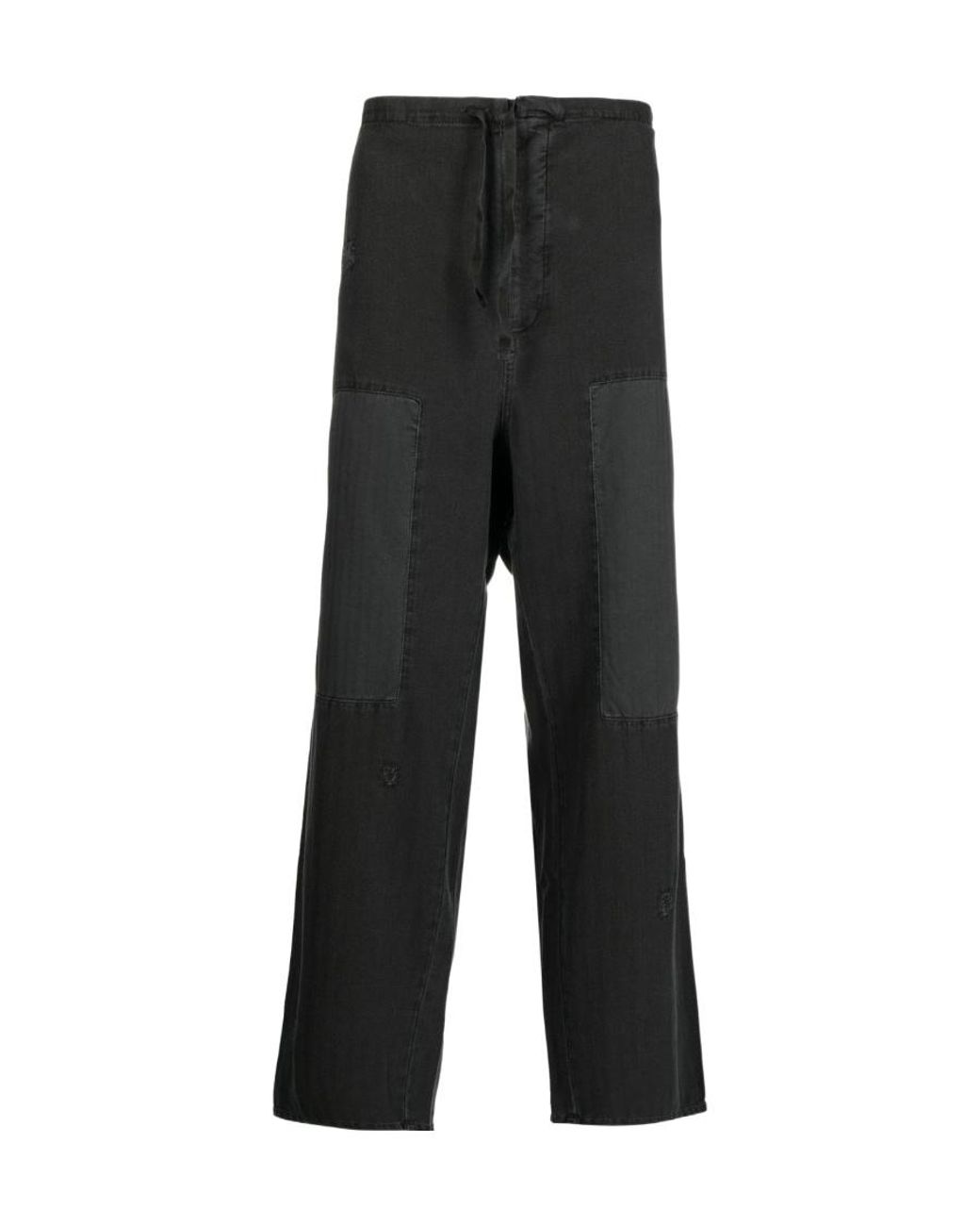 Palm Angels Black Drawstring-Waist Trousers for men