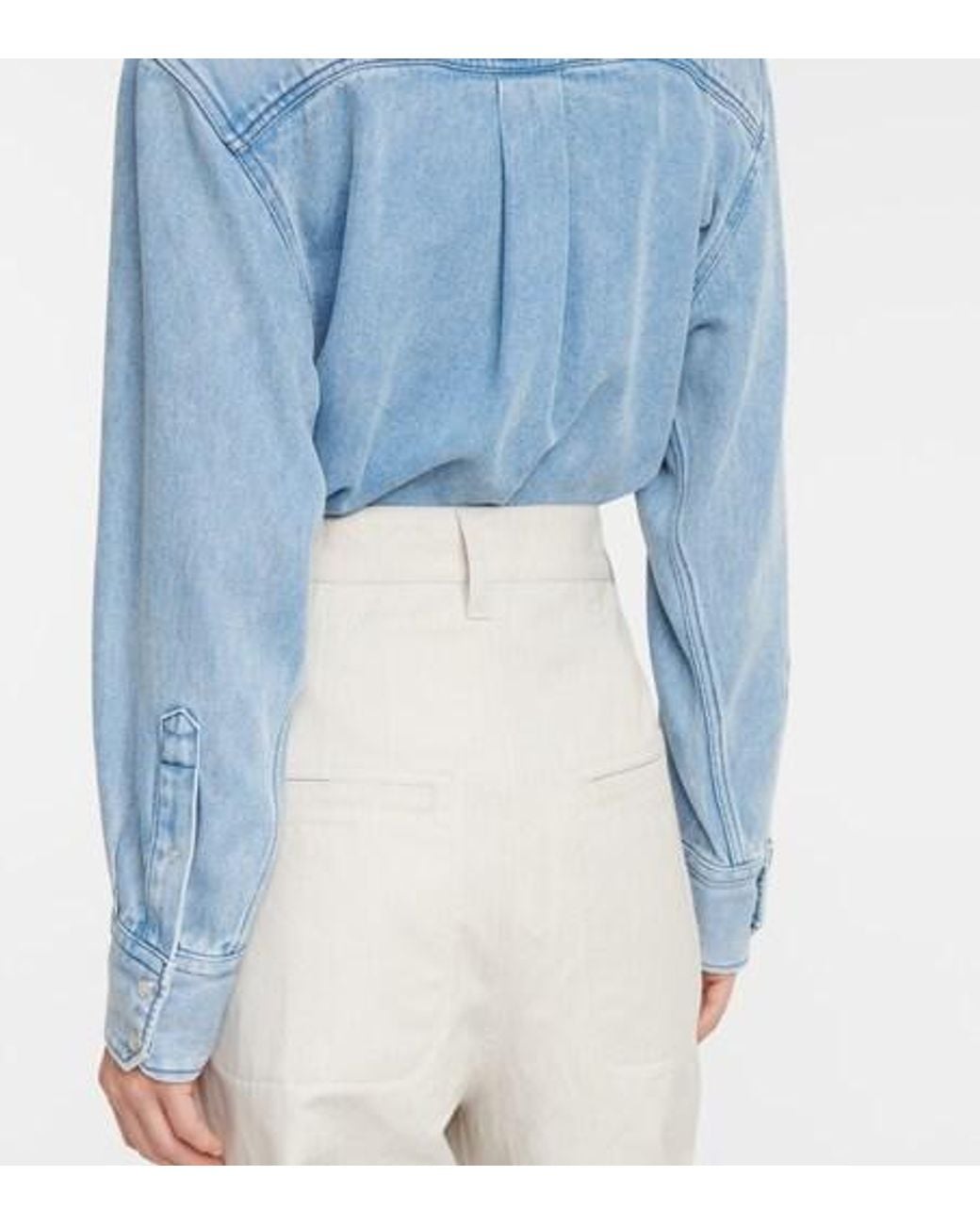 Isabel Marant White High-Waisted Cotton And Linen Casual Pants