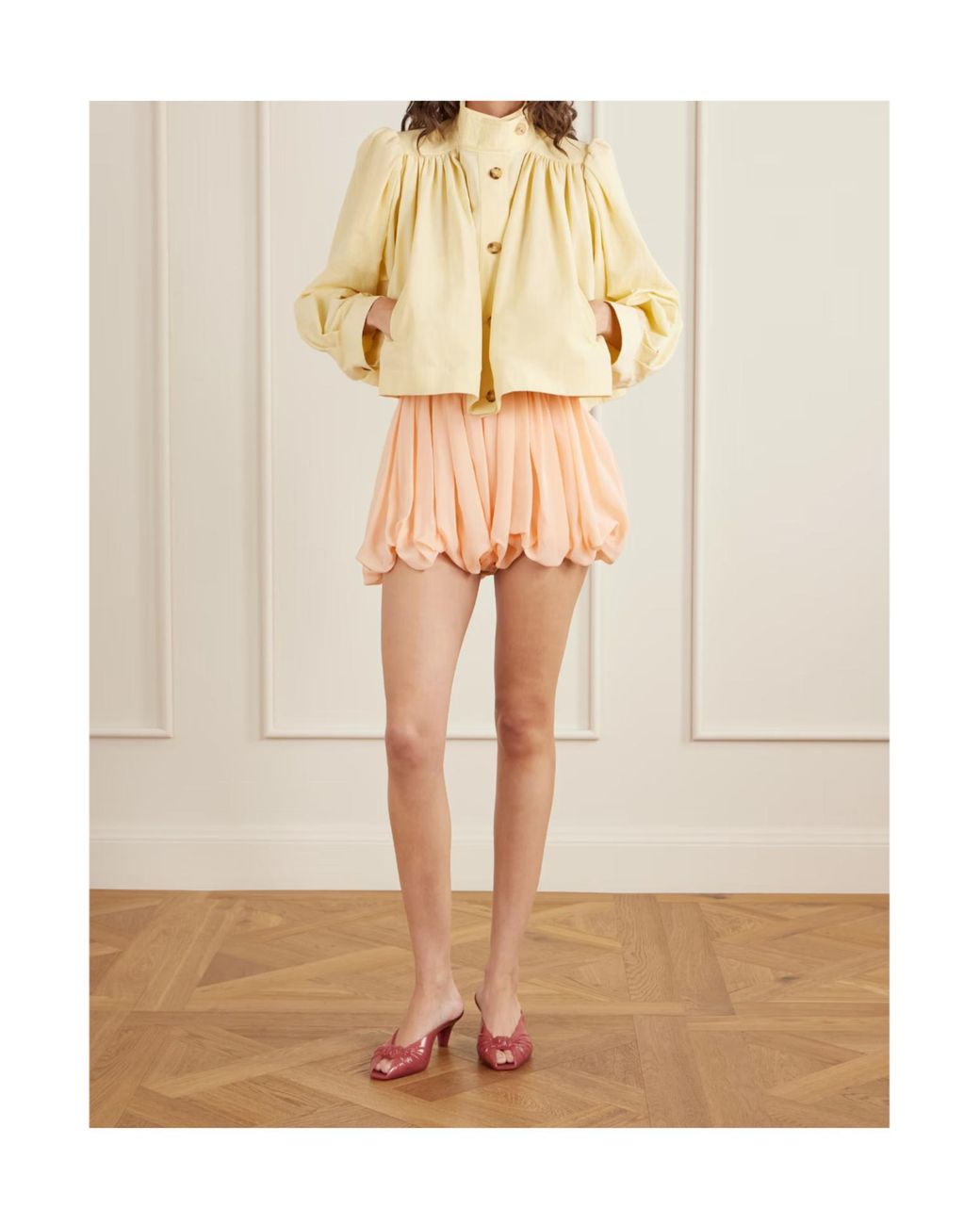Chloé Pink Pleated Silk-Charmeuse Shorts