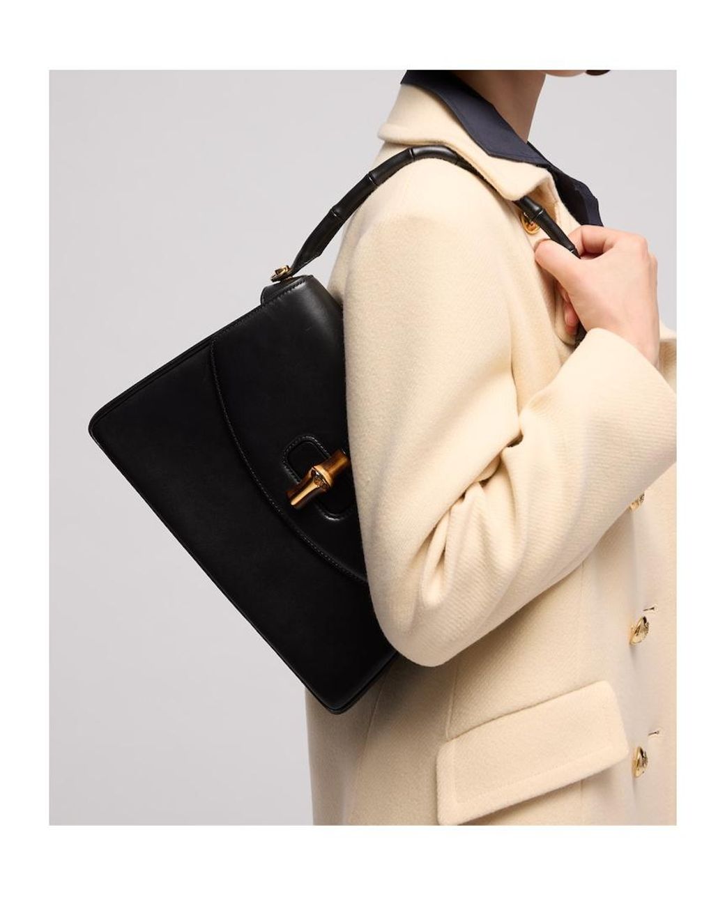 Gucci Black Bamboo Vendetta Medium Top Handle Bag
