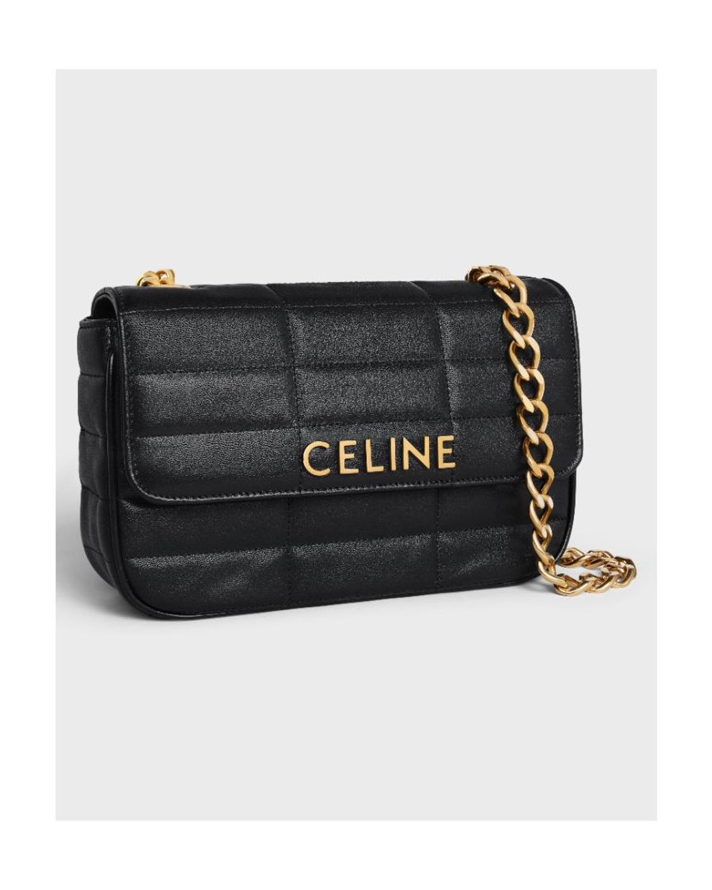 Céline Black Chain Shoulder Bag Matelasse Monochrome