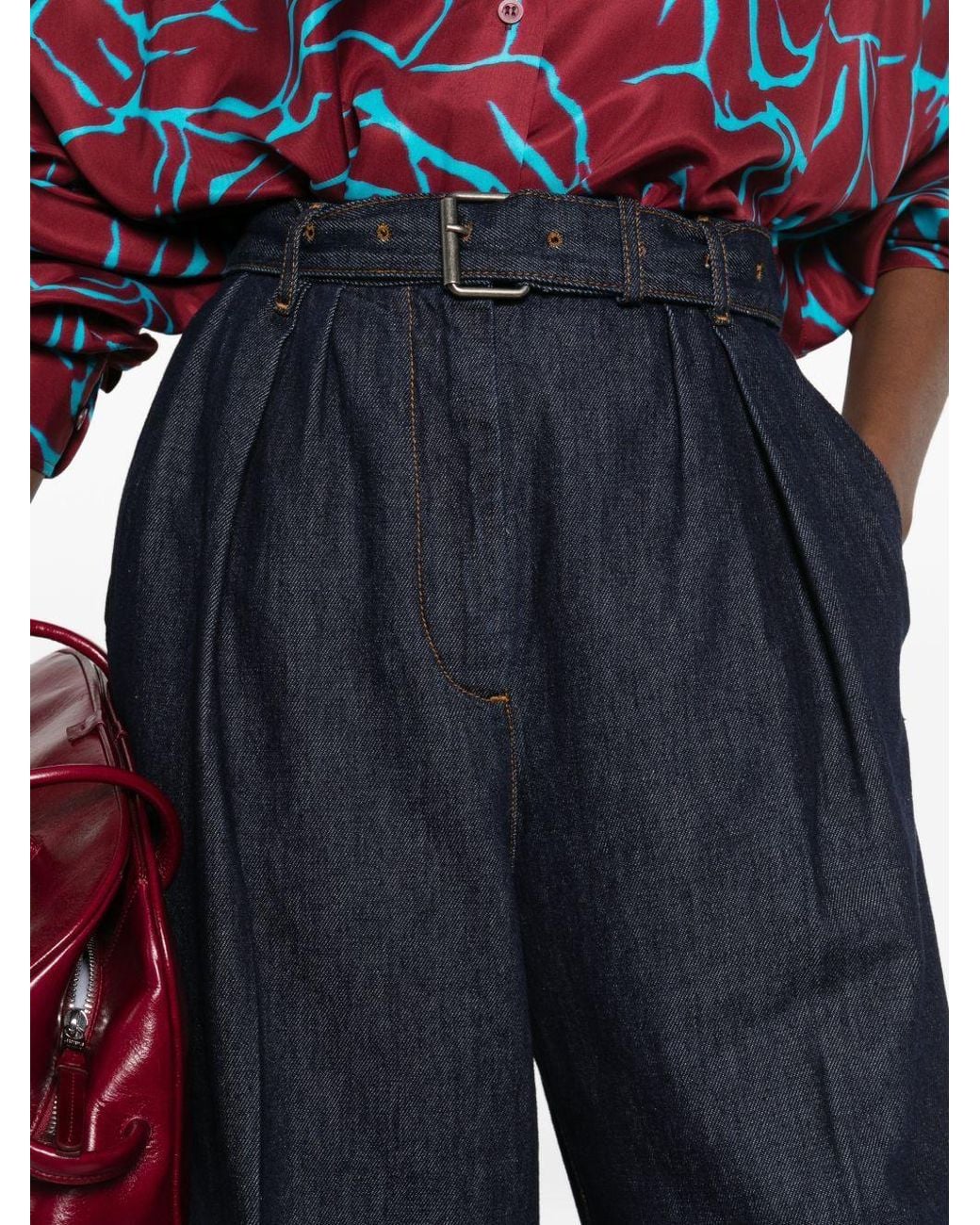 Dries Van Noten Blue Buckle Casual Pants