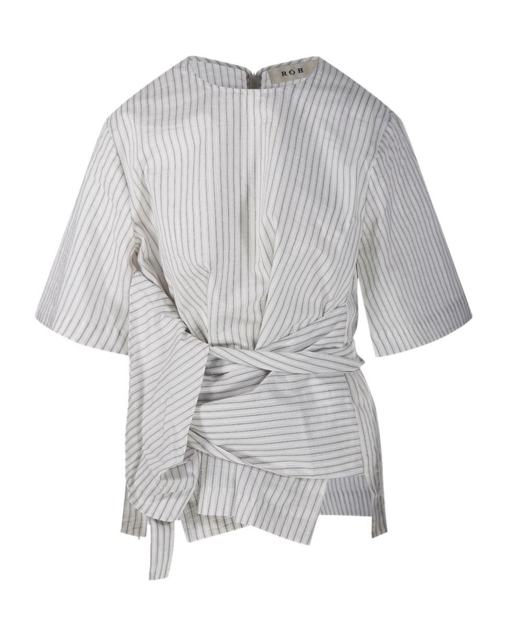 Rohe Gray Wrap Stripe Top