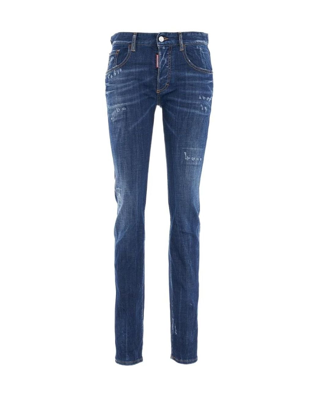 DSquared² Blue 24/7 Low-Rise Distressed Skinny Jeans