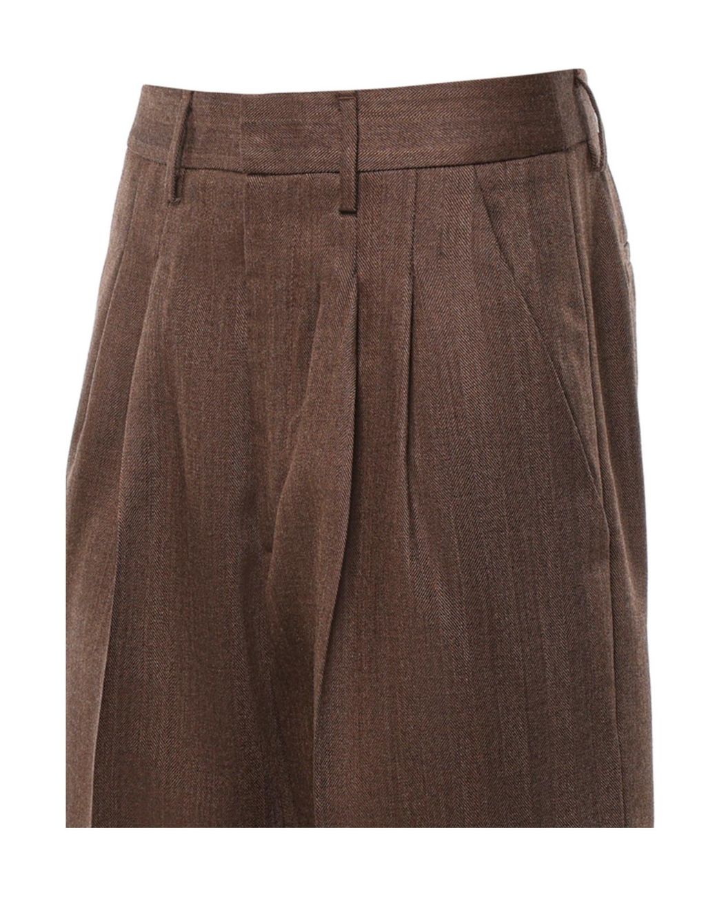Dondup Brown Pleated Wide-Leg Pants