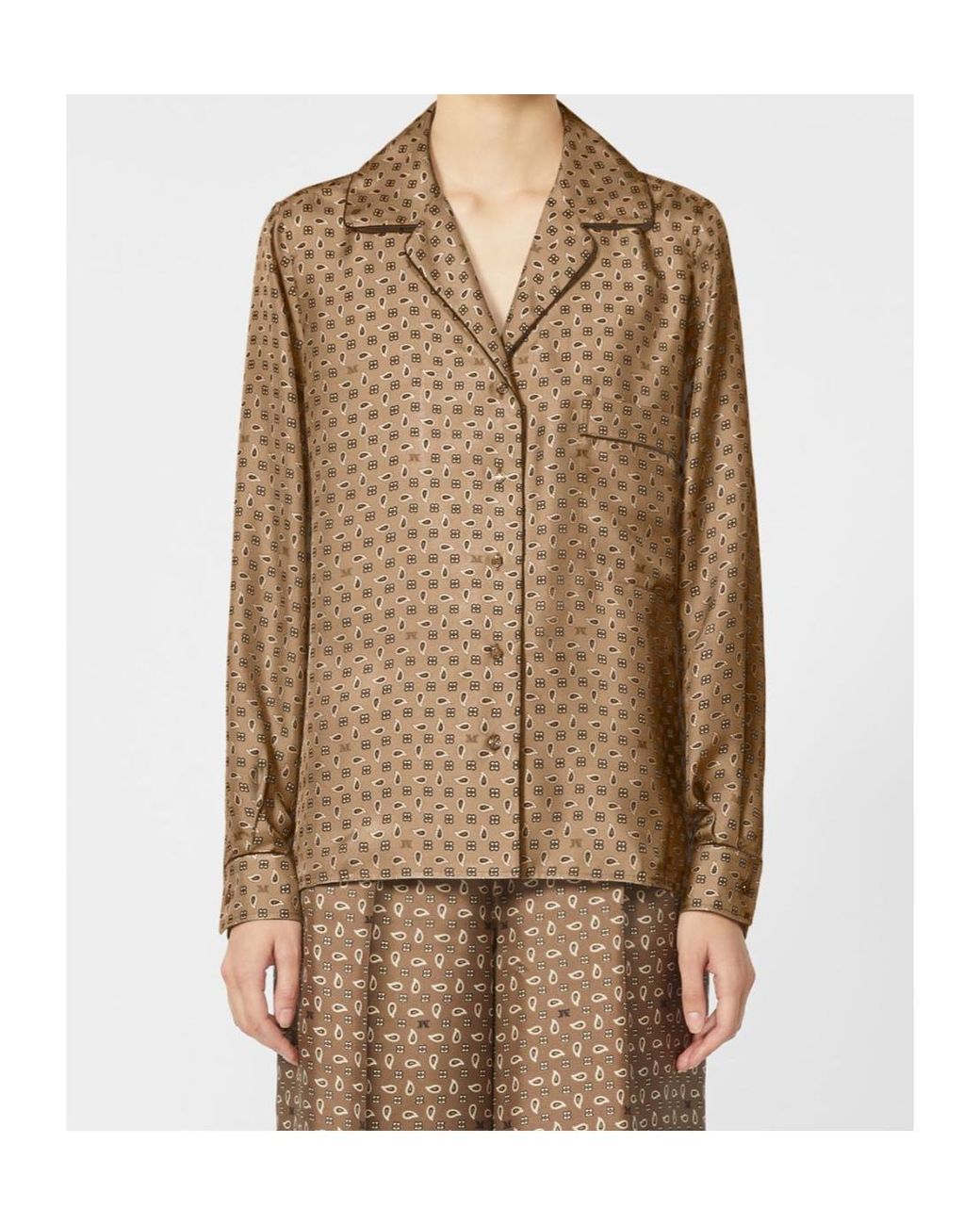 Max Mara Brown Silk Printed Shirt