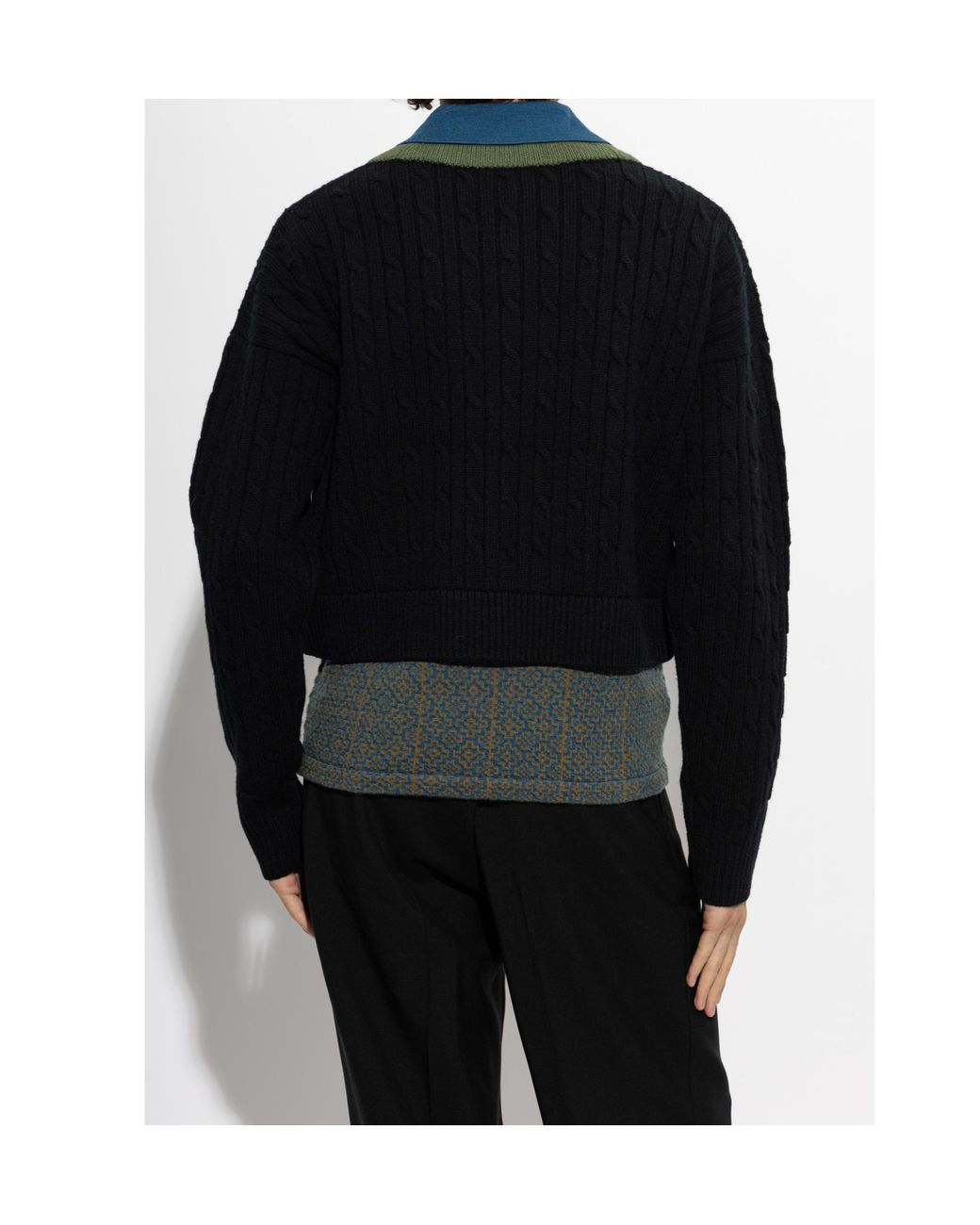 Dries Van Noten Black Long-Sleeved Sweater for men