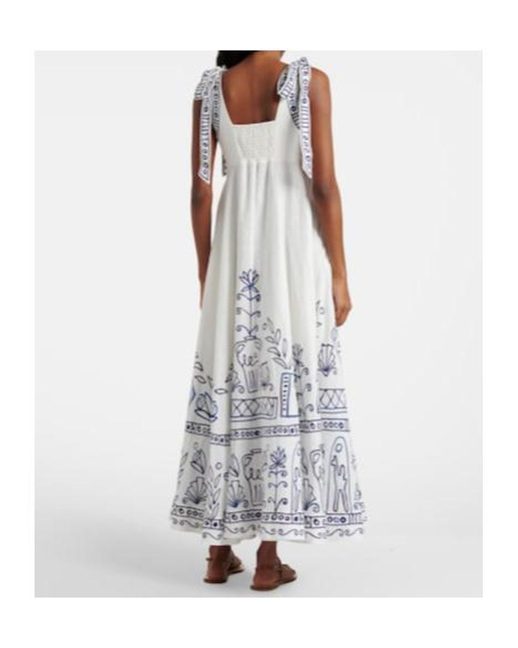 ALÉMAIS White Printed Linen Maxi Dress