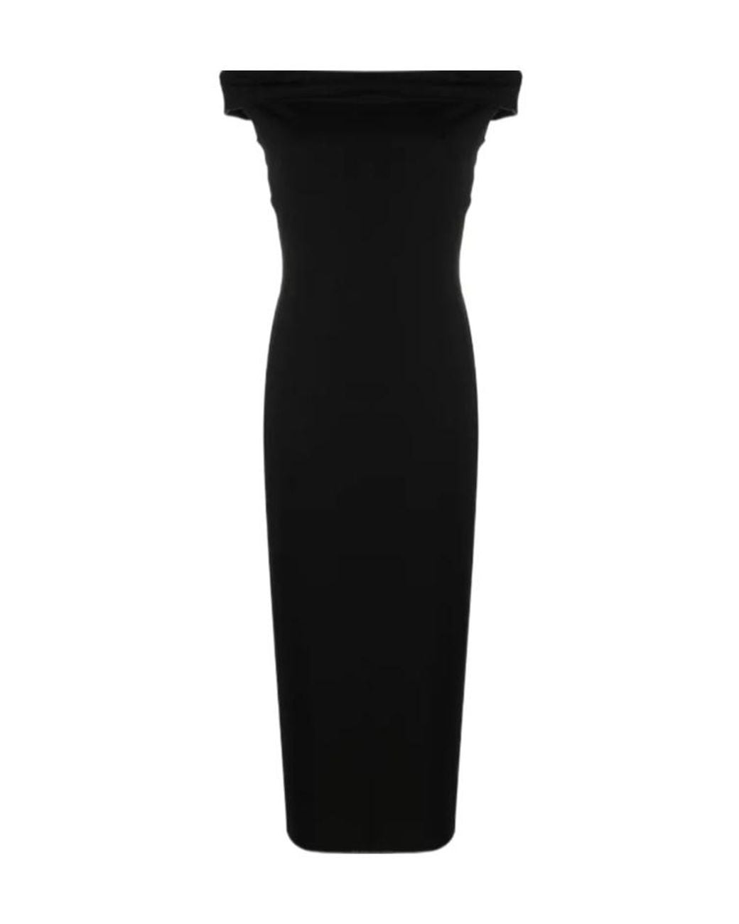 Reformation Black Jamen Off-Shoulder Knitted Midi Dress