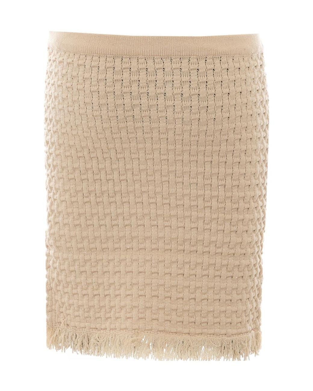 Liu Jo Natural Fringed Knitted Skirt