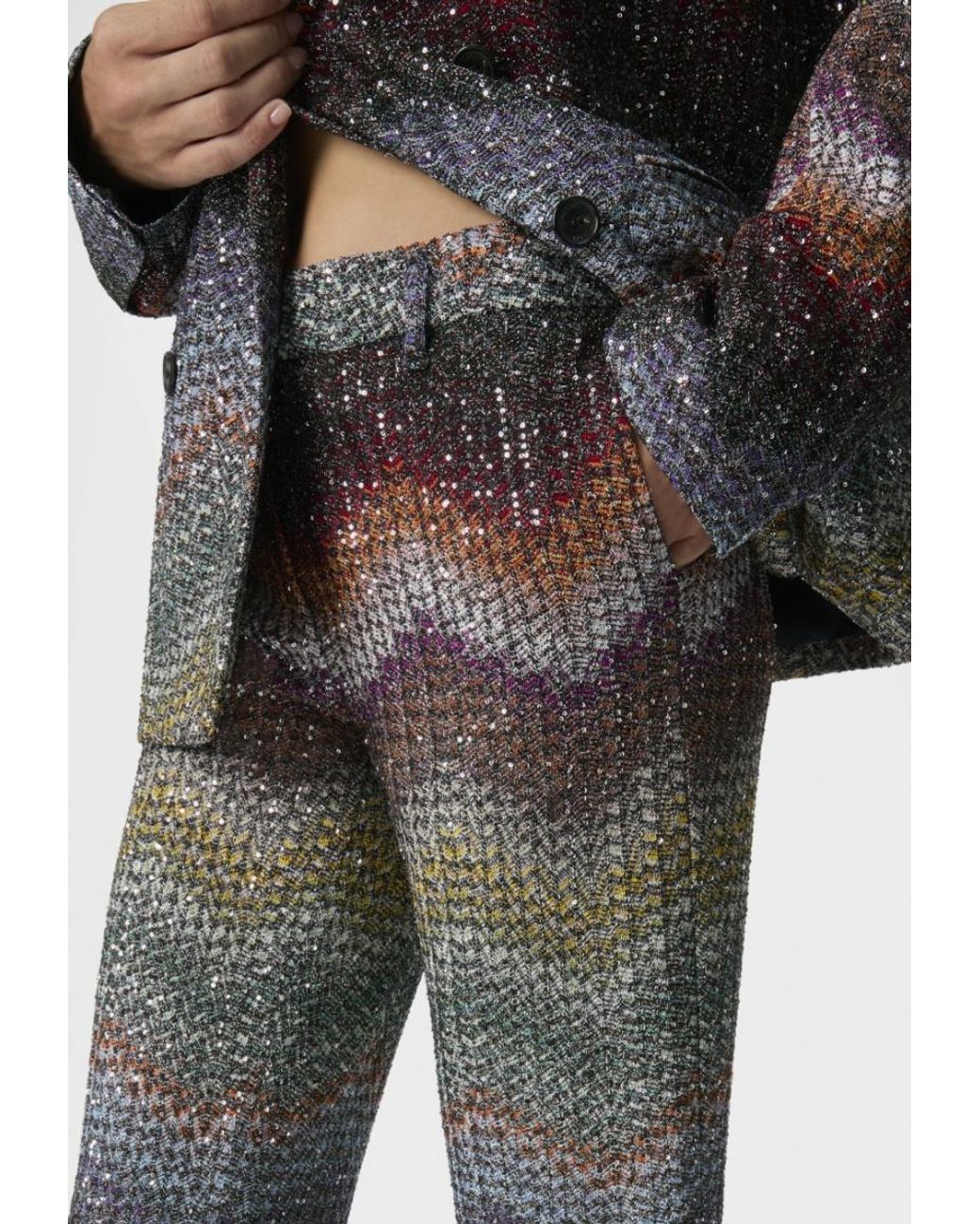 Missoni Gray Sequins Lamé Straight Trousers
