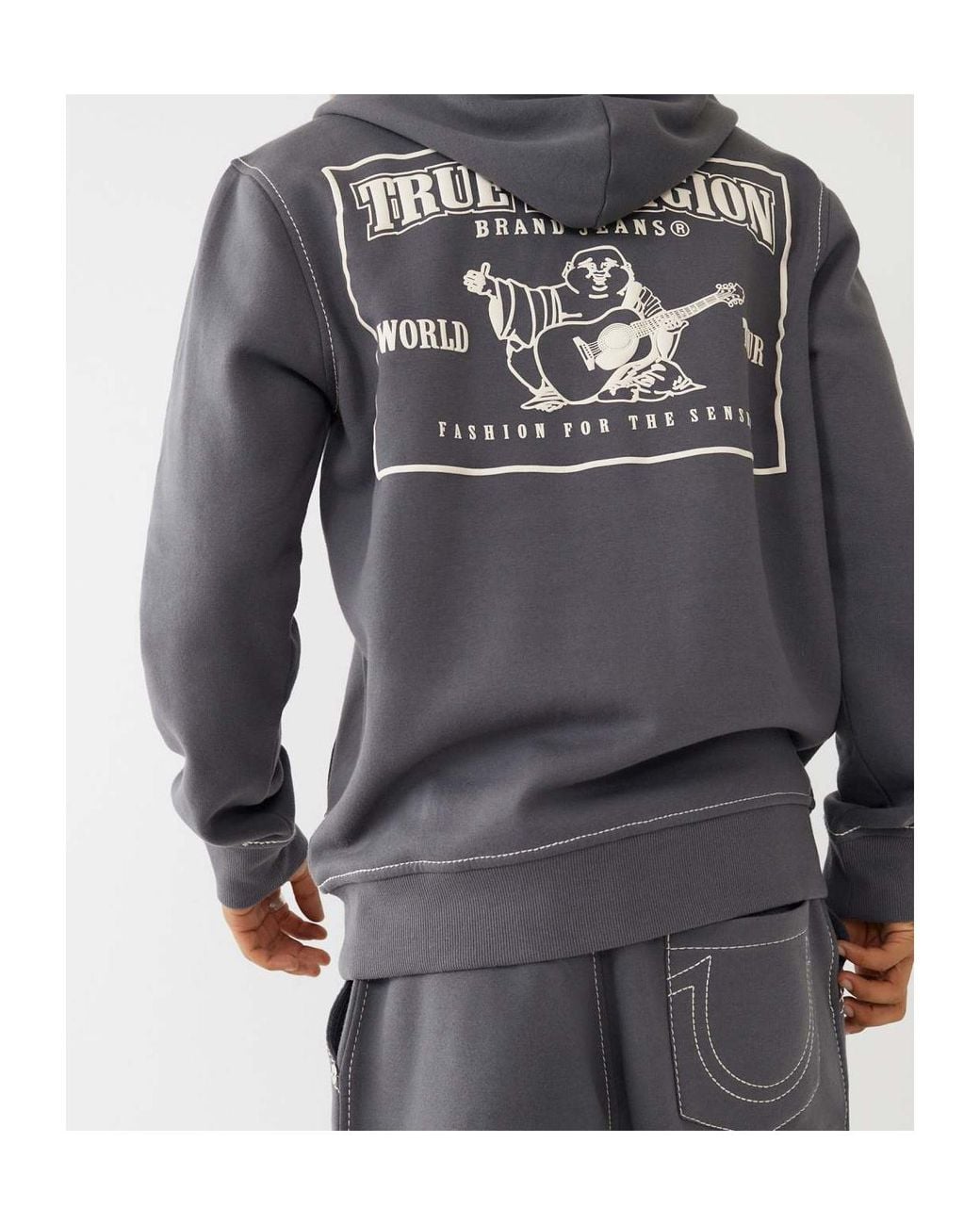 True Religion Black Big-T Zip Hoodie for men