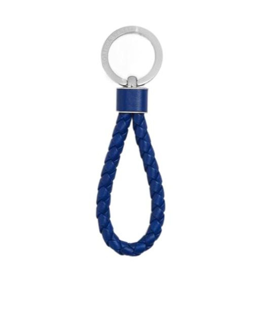 Bottega Veneta Blue Intreccio Key Ring for men