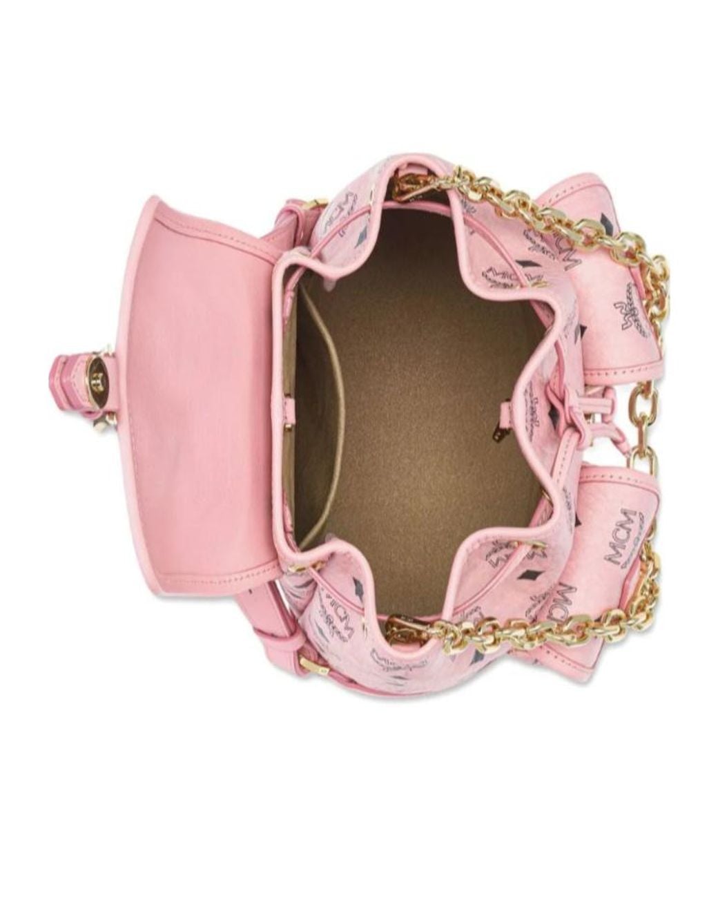 MCM Pink Aren Drawstring Mini Backpack