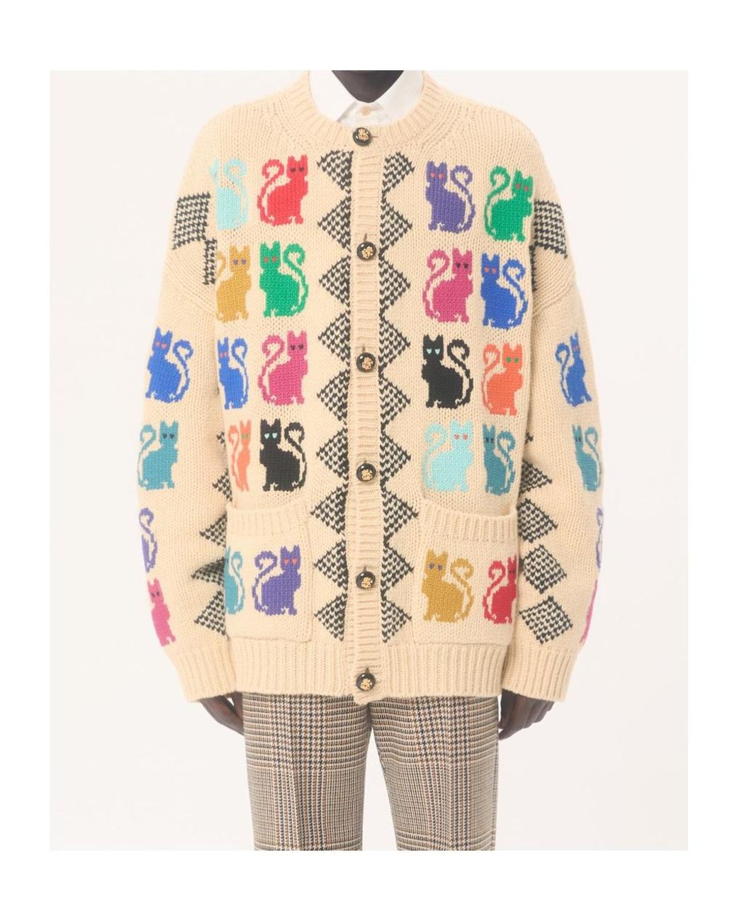 Valentino White Animal Patterned Button-Up Cardigan for men