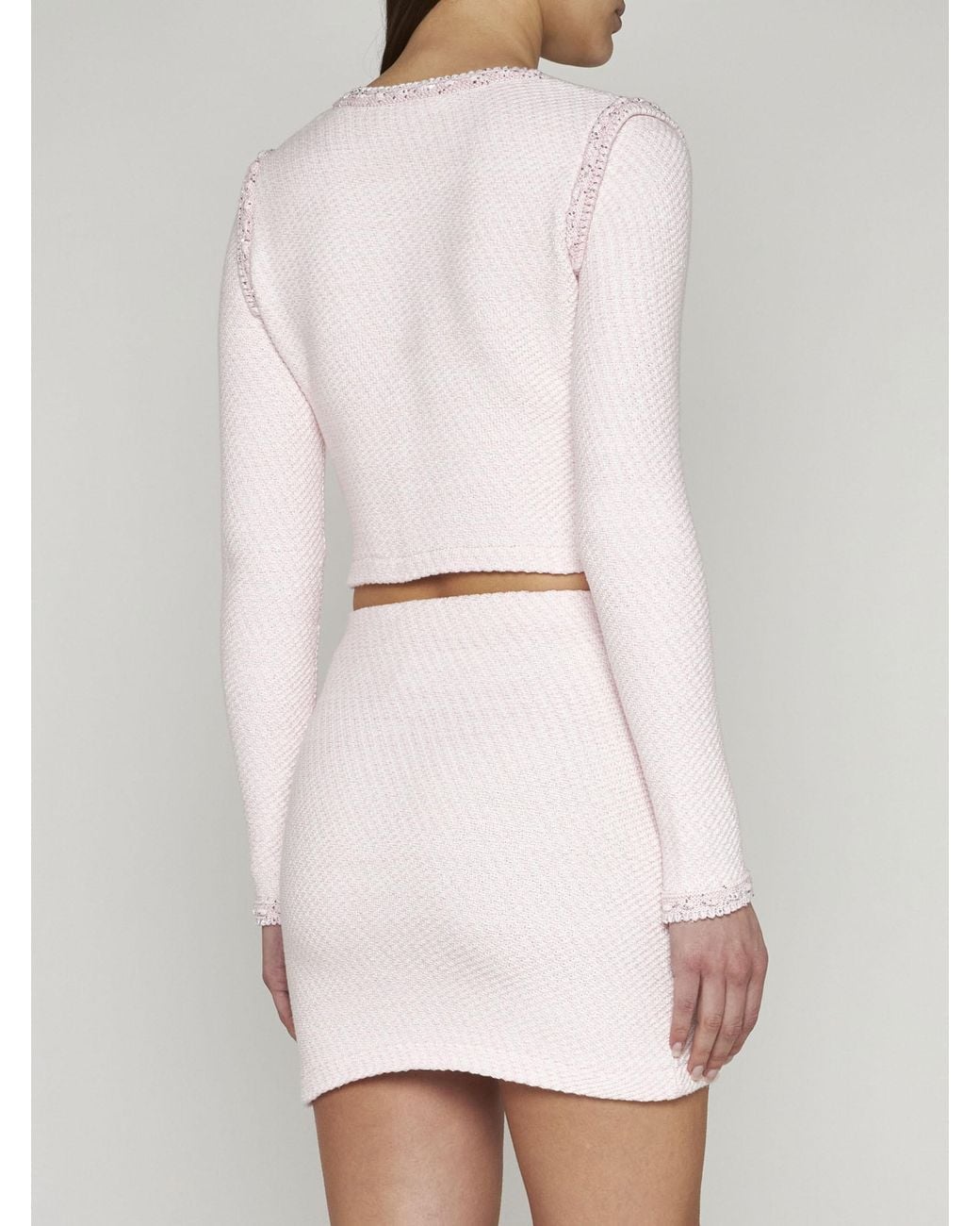 Self-Portrait Pink Braided-Trim Mini Skirt