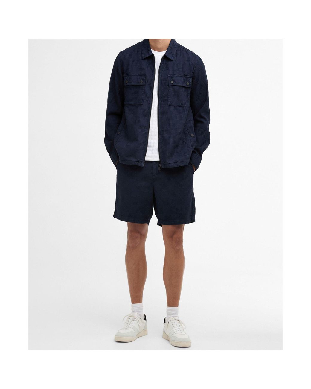 Barbour Blue Zippered Long-Sleeved Casual Jacket for men