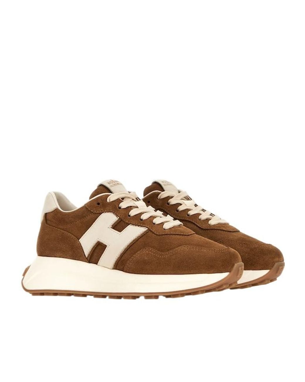 Hogan Brown H641 Lace-Up Sneakers