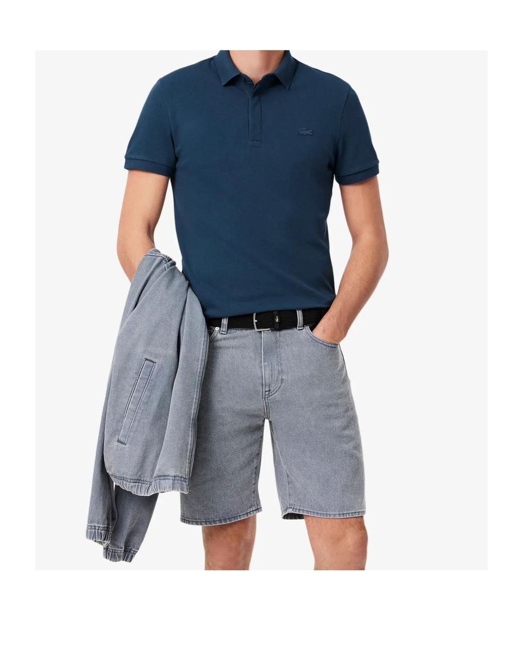 Lacoste Blue Regular Fit Paris Stretched Piqué Polo Shirt for men