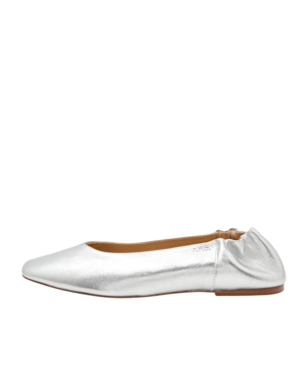 A.P.C. White Juliet Ruched Ballet Flats