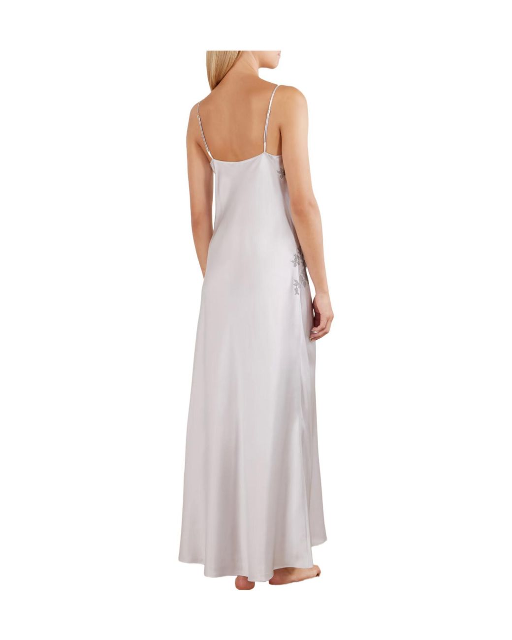 Carine Gilson White Lace-Embroidered Silk Midi Dress