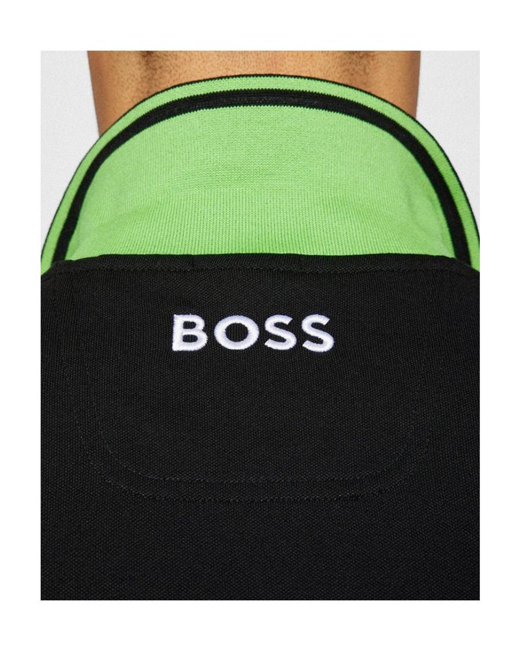 Boss Black Embroidered-Logo Polo Shirt for men