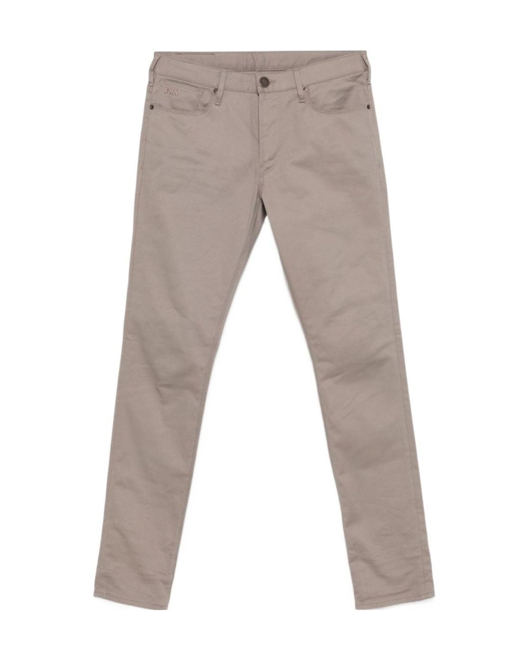 Emporio Armani Gray Logo-Plaque Slim-Fit Jeans for men