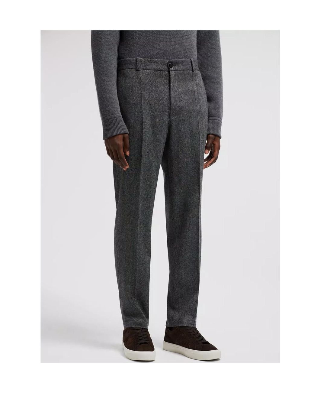 Moncler Gray Logo Patch Straight-Leg Pants for men