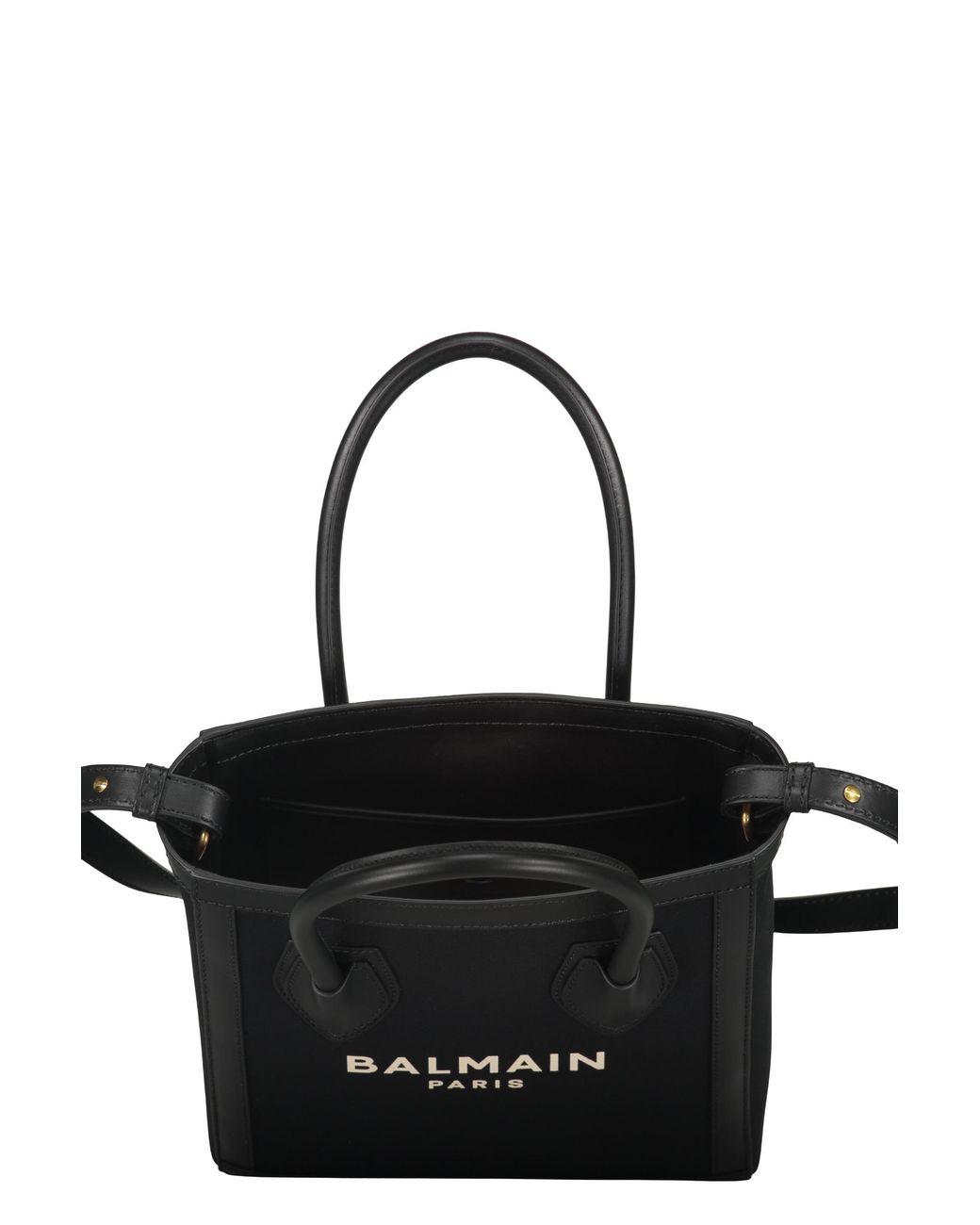 Balmain Black Logo Lettering Strapped Tote Bag