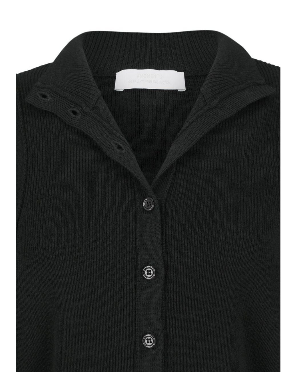 Amomento Black Button-Front Knit Cardigan