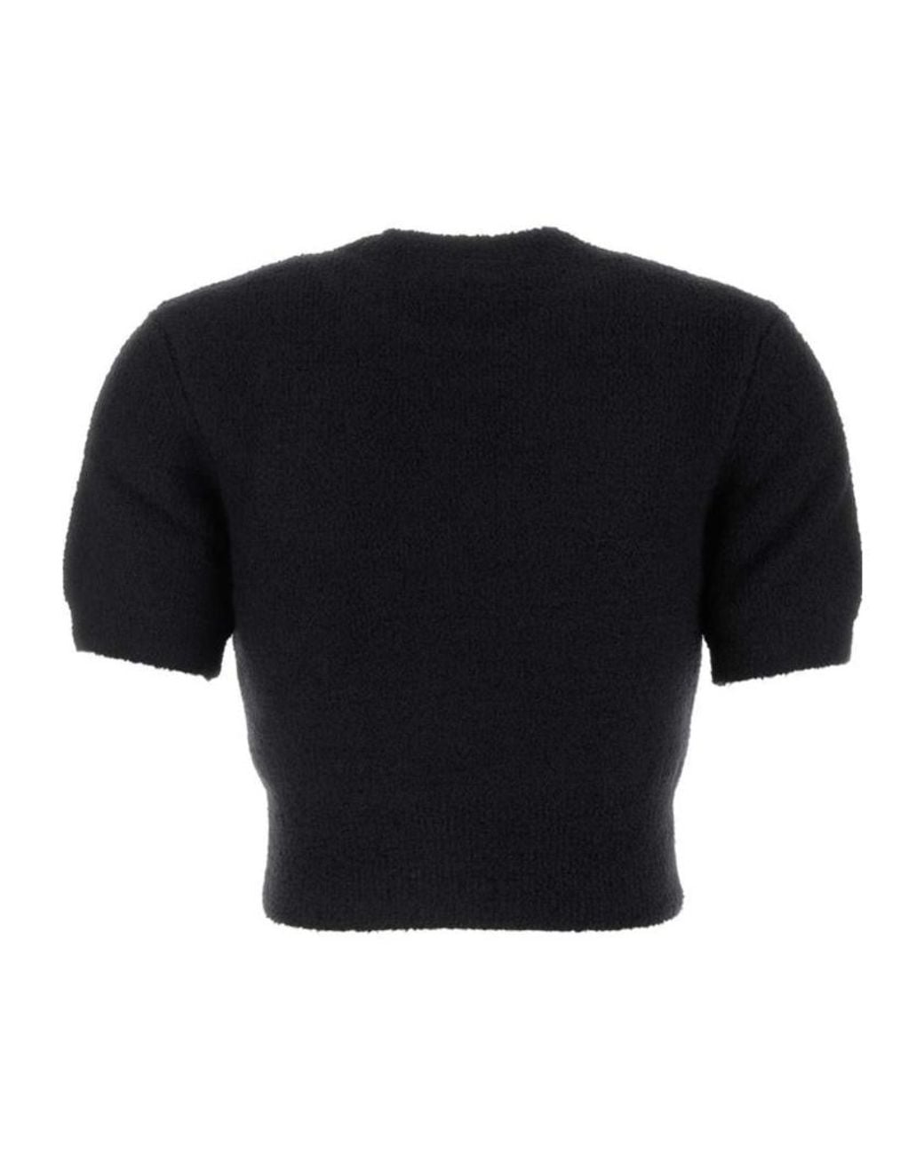 T By Alexander Wang Black Logo Embroidered Cropped Top
