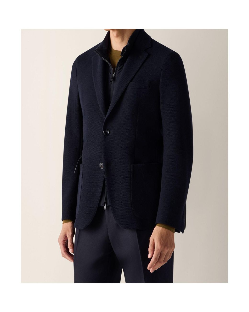 Zegna Blue Flap-Pocket Blazer for men