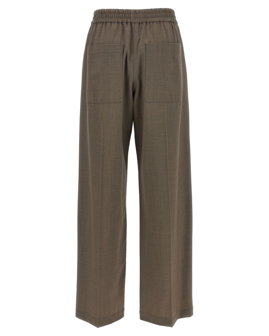 Brunello Cucinelli Brown Elastic Waist Straight-Leg Pants
