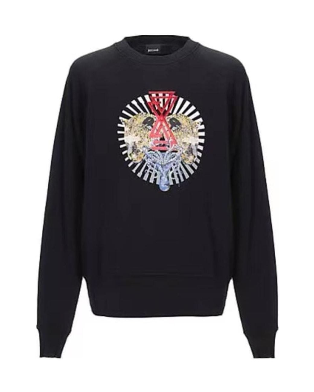 Just Cavalli Blue Round-Collar Long-Sleeve Hoodie for men