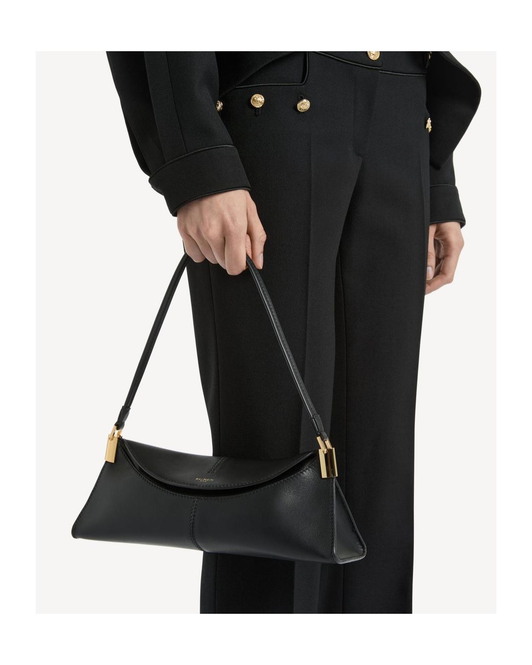Balmain Black Small Leather 64-83 Shoulder Bag