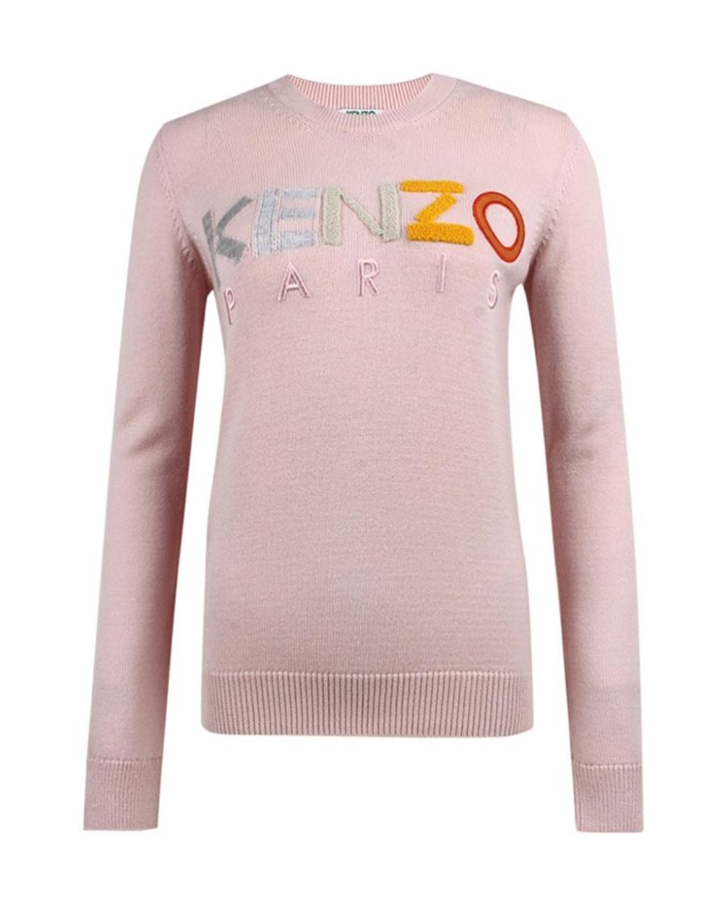 KENZO Pink Colored Letter Logo Knitted Pullover